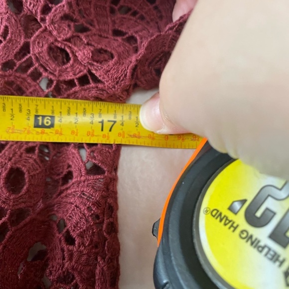 Zara Crochet Lace Eyelet Blouse See Through Maroon Top Women’s Size XS - Picture 11 of 12